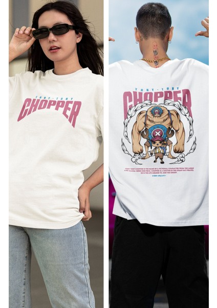 Oversize One Piece Chopper Ex2 Sırt Baskılı T-Shirt, Unisex Anime Baskılı Tişört