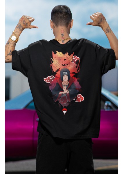 Oversize V3 Itachi Ex2 Sırt Baskılı T-Shirt, Unisex Anime Baskılı Tişört modelleri