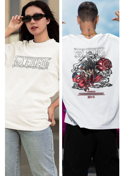 Oversize One Piece Luffy Snakeman Sırt Baskılı T-Shirt, Unisex Anime Baskılı Tişört fiyatları