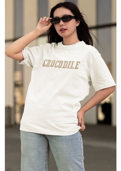 Oversize One Piece Crocodile Sırt Baskılı T-Shirt, Unisex Anime Baskılı Tişört