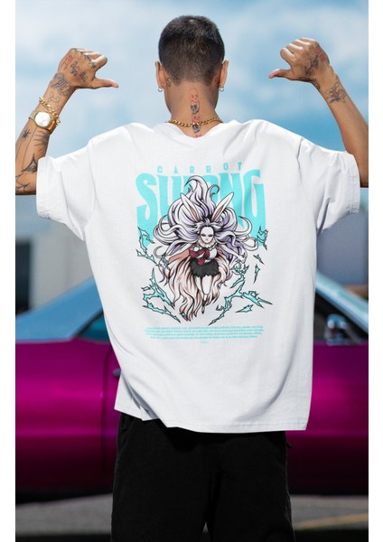 Oversize One Piece Carrot Sırt Baskılı T-Shirt, Unisex Anime Baskılı Tişört modelleri