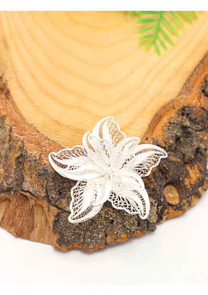 Çiçek Model 925 Ayar Gümüş Telkari Broş 201022991