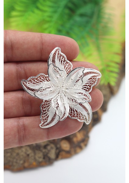 Çiçek Model 925 Ayar Gümüş Telkari Broş 201022991 modelleri