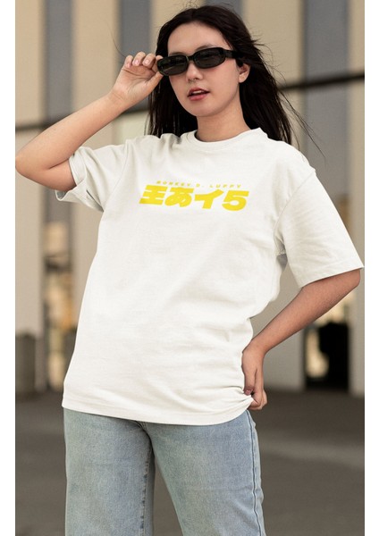 Oversize One Piece Luffy Nika Gear Five Ex2 Sırt Baskılı T-Shirt, Unisex Anime Baskılı Tişört