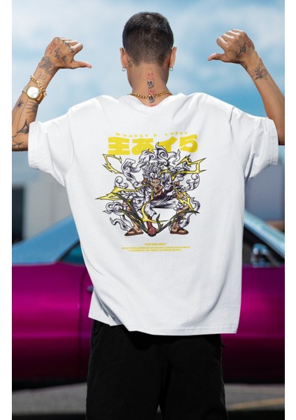 Oversize One Piece Luffy Nika Gear Five Ex2 Sırt Baskılı T-Shirt, Unisex Anime Baskılı Tişört modelleri