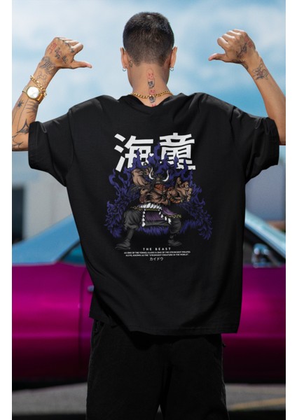 Oversize One Piece Kaido Sırt Baskılı T-Shirt, Unisex Anime Baskılı Tişört modelleri