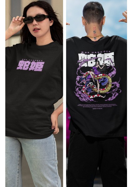 Oversize One Piece Boa Hancock Sırt Baskılı T-Shirt, Unisex Anime Baskılı Tişört fiyatları