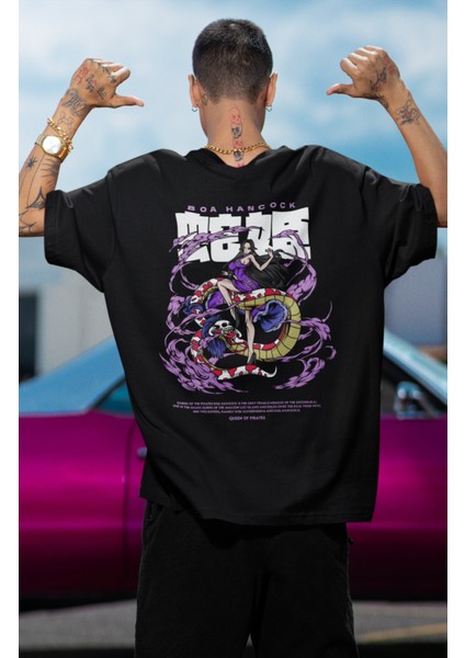 Oversize One Piece Boa Hancock Sırt Baskılı T-Shirt, Unisex Anime Baskılı Tişört modelleri