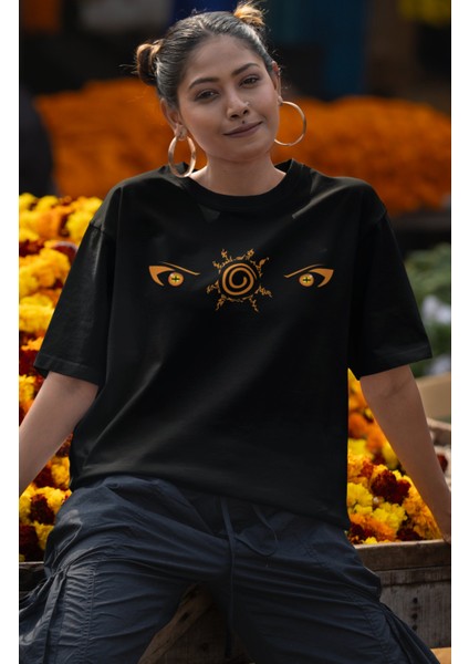 Oversize Naruto Sage Mode Sırt Baskılı T-Shirt, Unisex Anime Baskılı Tişört