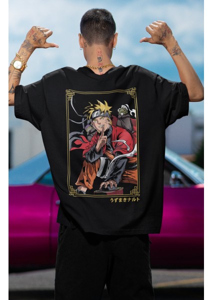 Oversize Naruto Sage Mode Sırt Baskılı T-Shirt, Unisex Anime Baskılı Tişört modelleri