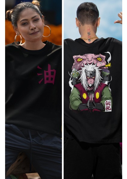 Oversize Naruto Jiraiya V2 Sırt Baskılı T-Shirt, Unisex Anime Baskılı Tişört fiyatları
