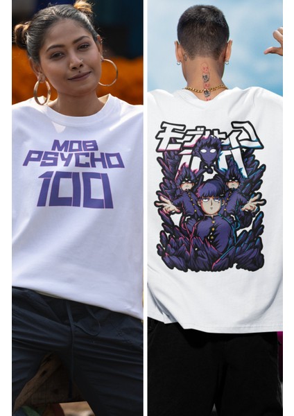 Oversize Mob Psycho 100 Ex2 Sırt Baskılı T-Shirt, Unisex Anime Baskılı Tişört fiyatları