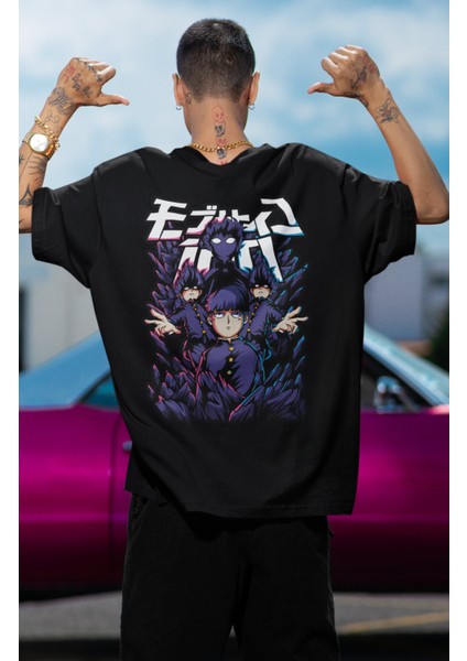 Oversize Mob Psycho 100 Ex2 Sırt Baskılı T-Shirt, Unisex Anime Baskılı Tişört modelleri
