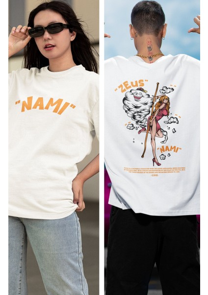 Oversize One Piece Nami Sırt Baskılı T-Shirt, Unisex Anime Baskılı Tişört fiyatları