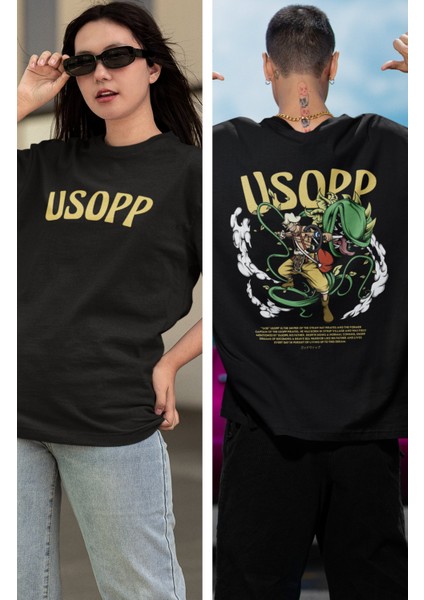 Oversize One Piece Usopp Sırt Baskılı T-Shirt, Unisex Anime Baskılı Tişört fiyatları