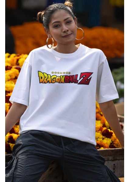 Oversize Dragon Ball Z Characters Sırt Baskılı T-Shirt, Unisex Anime Baskılı Tişört