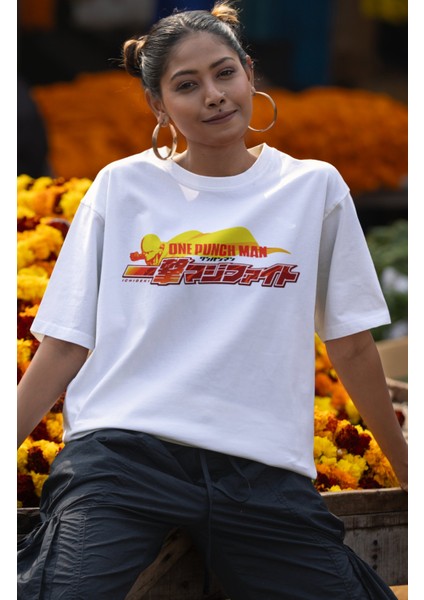 Oversize One Punch-Man Sırt Baskılı T-Shirt, Unisex Anime Baskılı Tişört