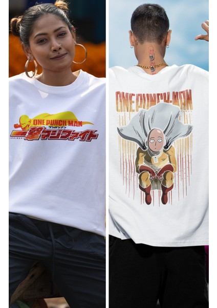 Oversize One Punch-Man Sırt Baskılı T-Shirt, Unisex Anime Baskılı Tişört fiyatları