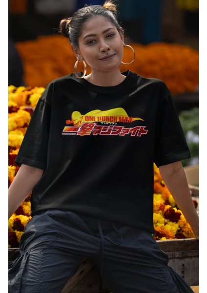 Oversize One Punch-Man Sırt Baskılı T-Shirt, Unisex Anime Baskılı Tişört