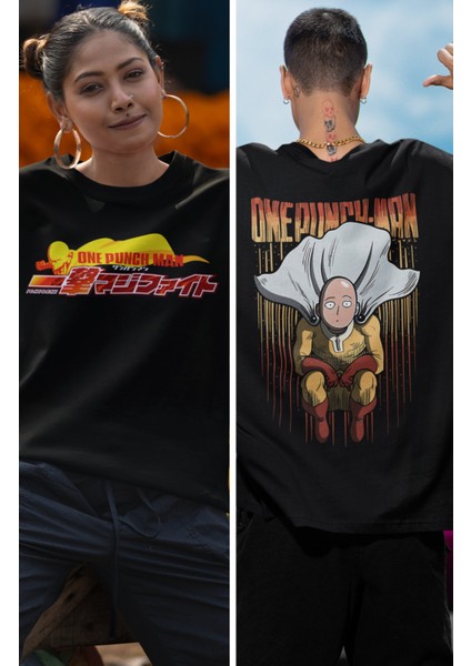 Oversize One Punch-Man Sırt Baskılı T-Shirt, Unisex Anime Baskılı Tişört fiyatları