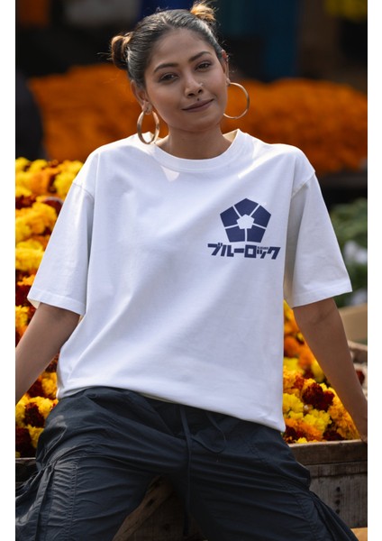 Oversize Bluelock Isagi Yoichi Ex2 Sırt Baskılı T-Shirt, Unisex Anime Baskılı Tişört