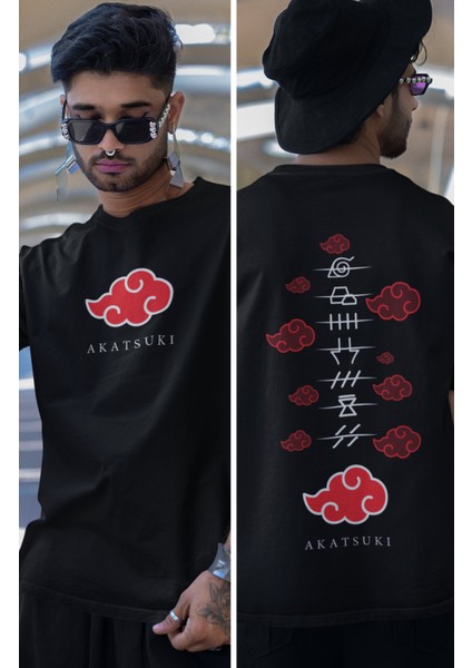 Oversize Naruto Akatsuki Ex8 Sırt Baskılı Tişört, Unisex Anime Baskılı T-Shirt fiyatları