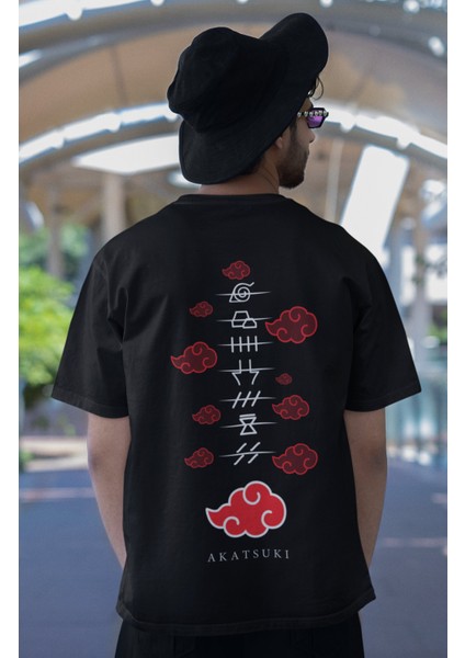 Oversize Naruto Akatsuki Ex8 Sırt Baskılı Tişört, Unisex Anime Baskılı T-Shirt modelleri
