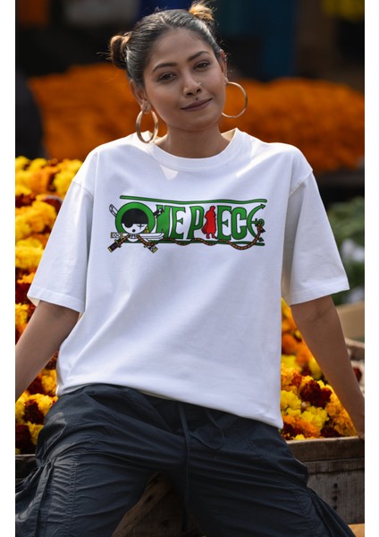 Oversize One Piece V2 Roronoa Zoro Sırt Baskılı T-Shirt, Unisex Anime Baskılı Tişört