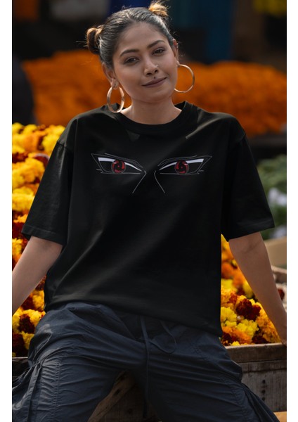 Oversize Uchiha Itachi Ex2 Sırt Baskılı T-Shirt, Unisex Anime Baskılı Tişört