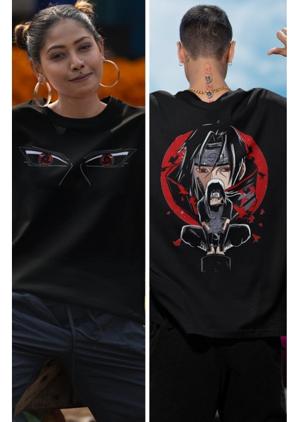 Oversize Uchiha Itachi Ex2 Sırt Baskılı T-Shirt, Unisex Anime Baskılı Tişört fiyatları