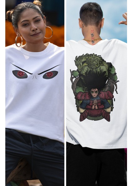 Oversize Uchiha Madara Ex Sırt Baskılı T-Shirt, Unisex Anime Baskılı Tişört fiyatları