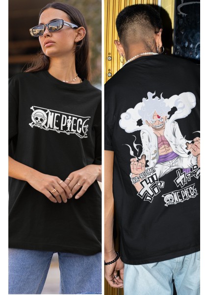 Unisex Sırt Baskılı Luffy Tişört, Oversize One Piece Anime T-Shirt fiyatları
