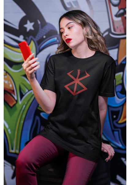 Unisex Sırt Baskılı Özel Tasarım Berserk Tişört, Oversize Anime Baskılı T-Shirt
