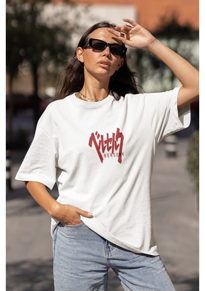 Unisex Ön Arka Baskılı Berserk Guts Tişört, Oversize Sırt Baskılı Anime T-Shirt