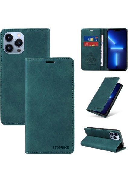 Iphone 13 Için Kılıf Pro Max Pu Deri Koruyucu Manyetik Folio Cüzdan (Yurt Dışından)