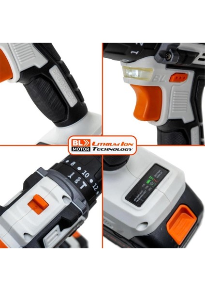 Max Extra MX2020 Kömürsüz Çift Akülü Darbeli Matkap 20V 2.0 Ah