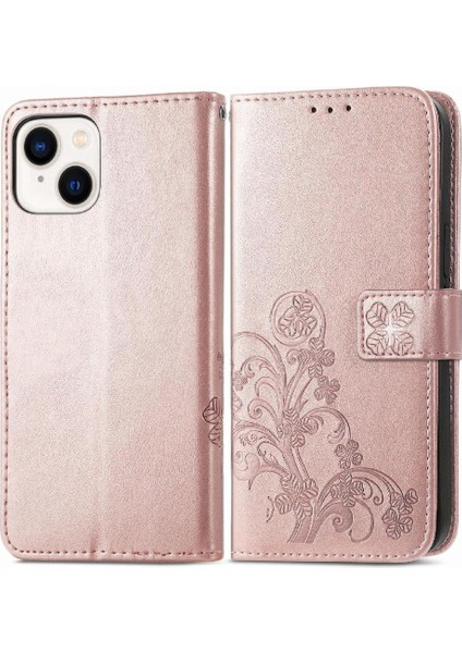 Iphone 15 Için Kılıf Artı Flip Kapak Dört Yapraklı Yonca Deri Kılıf Zarif (Yurt Dışından)