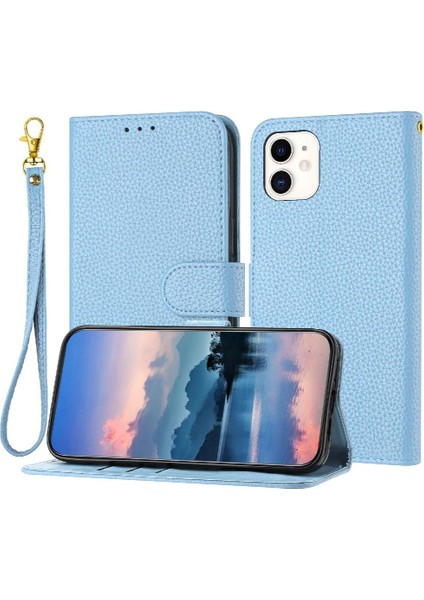 Iphone 12 Mini Litch Desen Flip Folio Pu Deri Kart Için Telefon Kılıfı (Yurt Dışından)