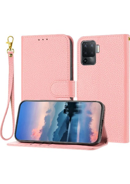 Oppo A94 4g Pu Deri Için Telefon Kılıfı Litchi Desen Kart Yuvaları Tutucu Flip (Yurt Dışından)