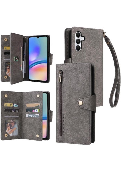 El Kayışı Kart Tutucu ile Samsung Galaxy A05S Manyetik Deri Kılıf (Yurt Dışından)