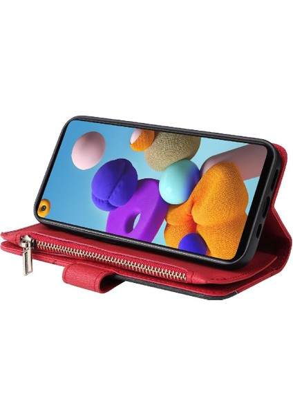 Samsung Galaxy A21S Fermuar Cüzdan Tarzı ile Dokuz Kart Yuvaları (Yurt Dışından) fırsatları
