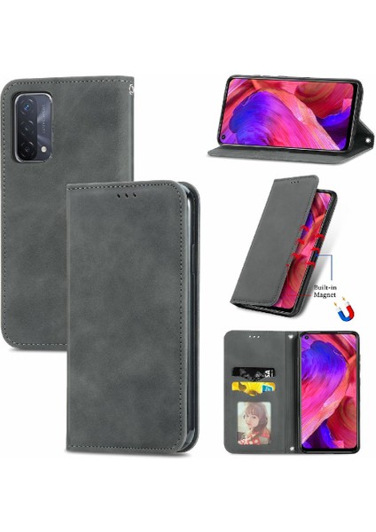 Oppo A54 5g Kordon Deri Çanta Fermuar Cüzdan Basit Iş Için Kılıf (Yurt Dışından)