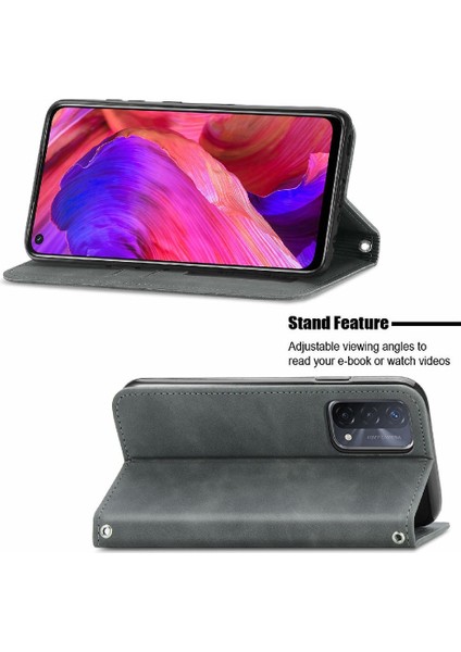 Oppo A54 5g Kordon Deri Çanta Fermuar Cüzdan Basit Iş Için Kılıf (Yurt Dışından)