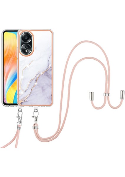 Oppo A58 4g Mermer Tampon Anti-Çizik Yumuşak Crossbody Kordon Için Kılıf (Yurt Dışından)