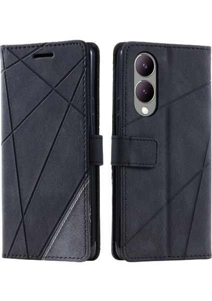 Vıvo Y17S Kart Tutucu Için Kılıf Kickstand Cüzdan Flip Folio Pu Deri (Yurt Dışından)