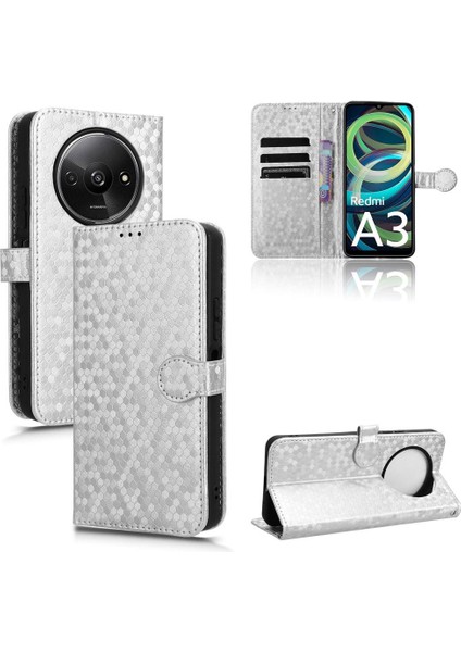 Xiaomi Redmi A3 Geometrik Desen Manyetik Toka Deri Cüzdan (Yurt Dışından)