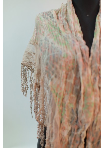 Bej Multi Renk Pamuk - Ipek Şal