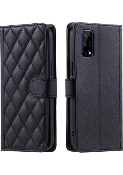 Realme 7 Pro Için Telefon Kılıfı Manyetik El Kayışı Kafes Flip Folio Cüzdan (Yurt Dışından)