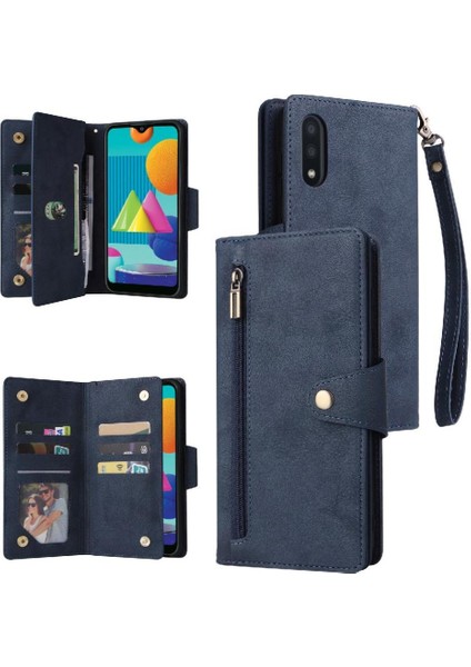 El ile Samsung Galaxy A02 Kart Tutucu Fermuar Cüzdan Kapak Için Kılıf (Yurt Dışından)