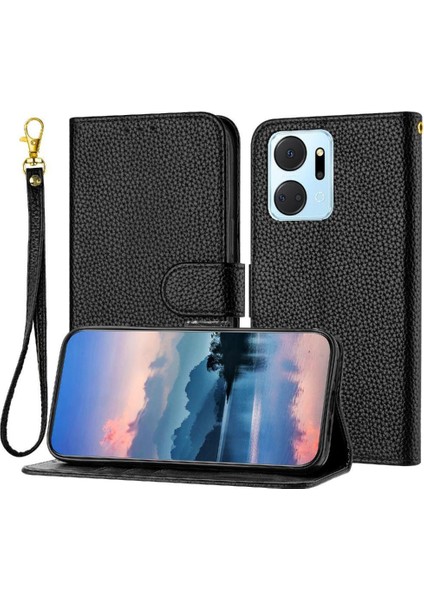 Onur X7A Flip Folio Litchi Desen Cüzdan Pu Deri Kart Için Telefon Kılıfı (Yurt Dışından)